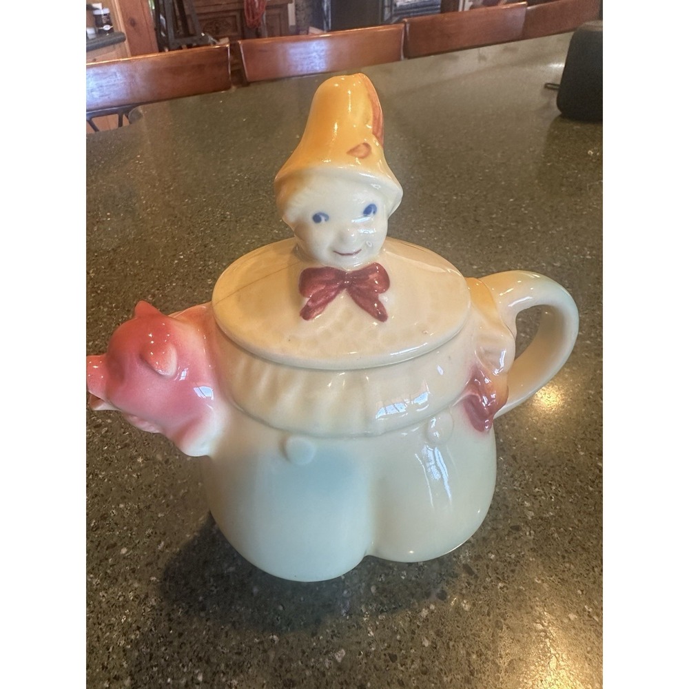 Vintage Shawnee Pottery Tom The Pipers Son Teapot W/ Lid #44 USA